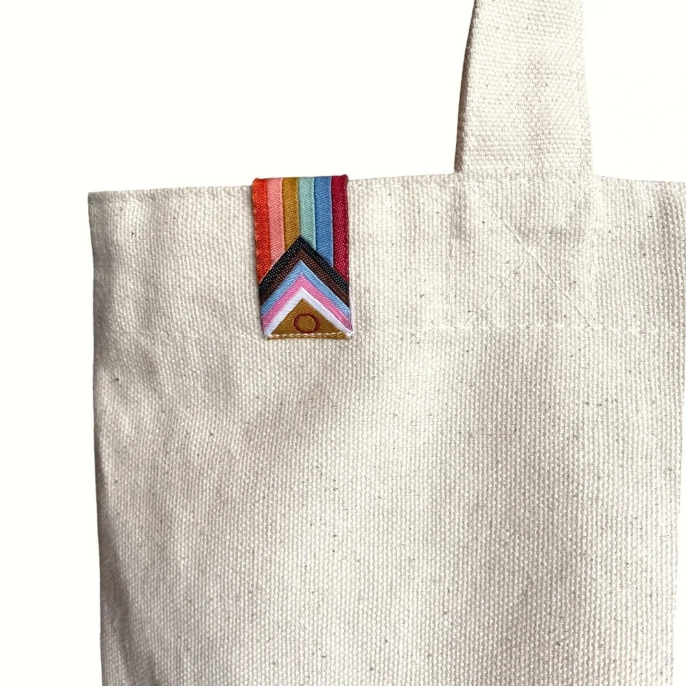 DANICA JUBILEE Love is Love Canvas Tote Book Bag‎ Rainbow Pride Natural Reusable